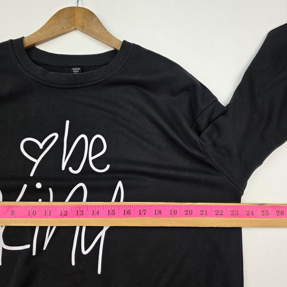 Be Kind Womens 1XL Black Graphic Sweatshirt Pullover Cozy Casual Crewneck - Picture 9 of 11